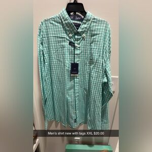 Crown & Ivy Men's Aqua Checkered Button Down Shirt